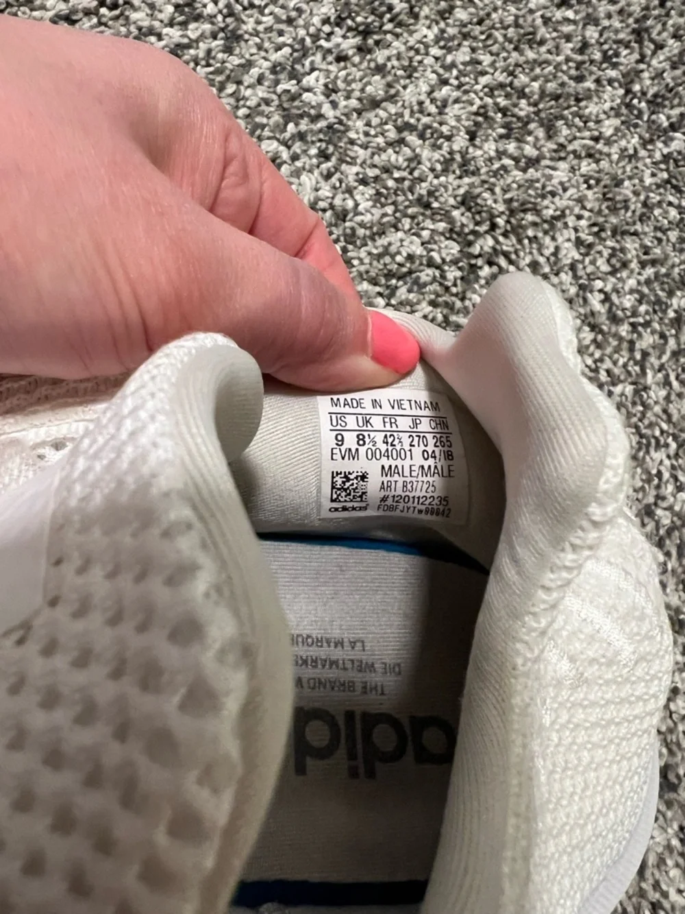 Adidas Men's All-White Knit Athletic Sneakers - Picture 7 of 8